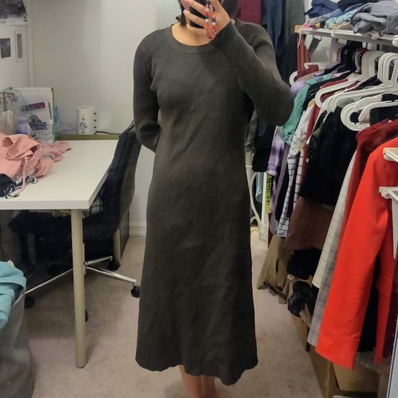 Sabie Brown Long-Sleeve Knit Dress, Size M - Picture 1 of 4